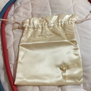 Elegant Cream Satin Drawstring Bag